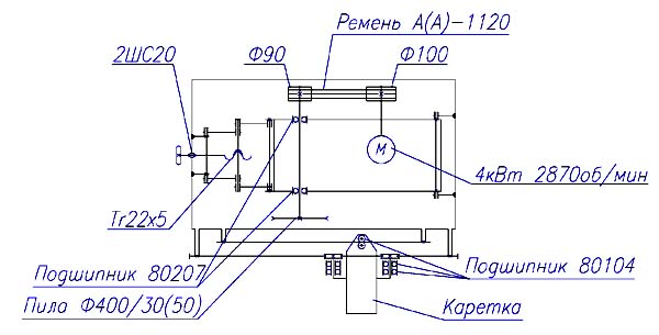 Ц6-2 Схема кінематична круглопильного універсального верстата